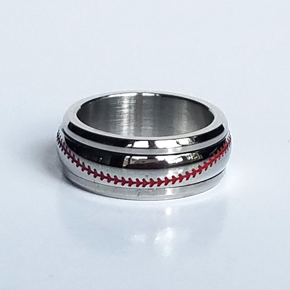 Men's Rings with Baseball Pattern - Picture 3 of 6